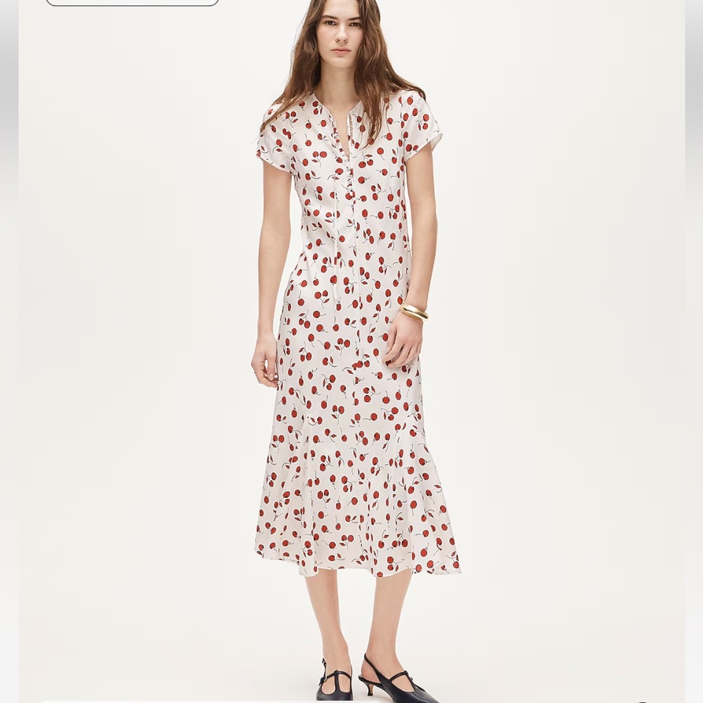 J.Crew Short-sleeve slip dress in cherry print